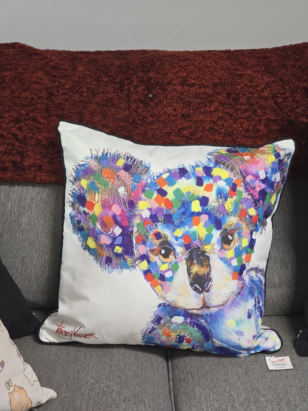 Colorful Koala Decorative Throw Pillow by Tracey Keller